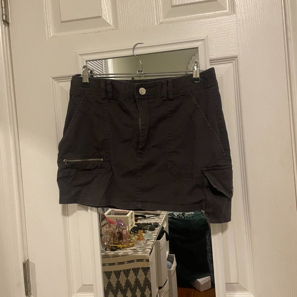 Grey Cargo Mini Skirt